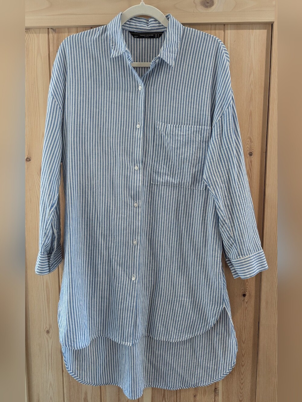 Zara Trafaluc Blue & White Striped Shirt Dress - Picture 2 of 7